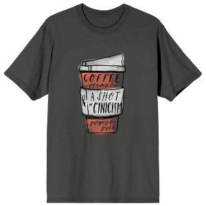 Gilmore Girls Luke's Cafe Coffee Sketchy Art Women's Charcoal Graphic Short Sleeve Crew Neck Tee - 1 of 3