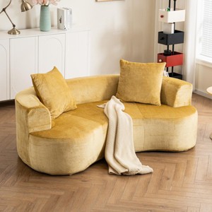 Sleeper Sofa Modern Curved Design with Deep Seat and No Assembly for Living Room - 3irtyhousy - 1 of 4