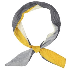 INSPIRE CHIC Women's Solid Contrast Color Pleated Long Satin Neck Scarves 49.2"x4.3" 1 Pc - 1 of 4