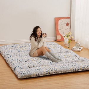 Japanese Style Floral Floor Mattress for Adults Kids Foldable & Portable Floor Mat Sleeping Pad for Dorm Camping - 1 of 4