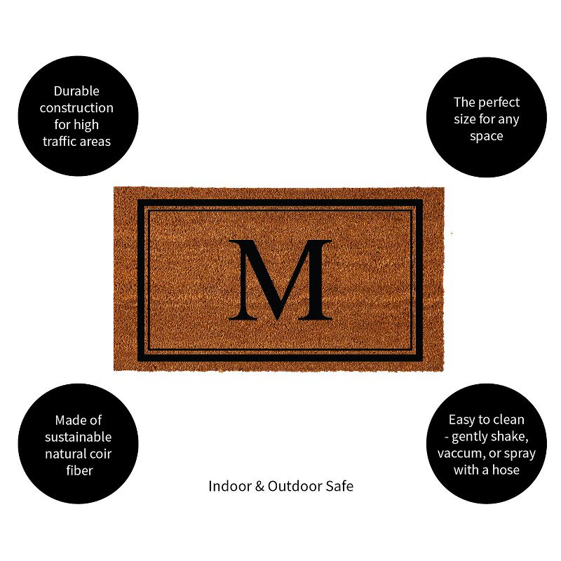 Evergreen Monogram Indoor Outdoor 100% Natural Coir Doormat 28" x 16" |  Letter  "M", 2 of 4