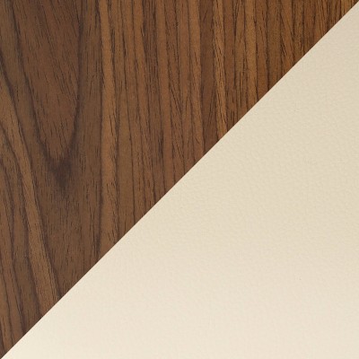 Walnut and Cream Swivel Counter Stools with Faux Leather Seats