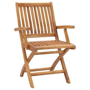 vidaXL Set of 2 Solid Teak Wood Folding Patio Chairs - Weather-Resistant, Easy to Clean, No Assembly Required, Suitable for Indoor and Outdoor Use - 1 of 4