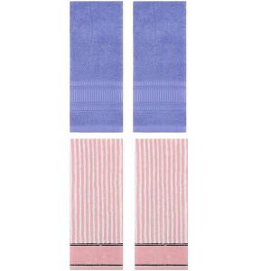 REGALWOVEN 4 Pcs Striped Design Soft Absorbent Cotton Hand Towels 13 x 29 Inch - 1 of 4