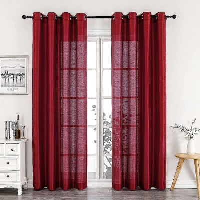 GoodGram 2 Piece Sheer Voile Faux Silk Spring & Summer 84 in. L Grommet Top Curtain Panels