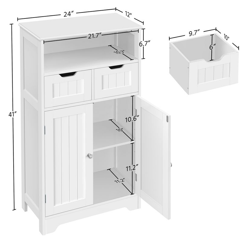 Yaheetech 4-Tier Bathroom Floor Cabinet with Adjustable Shelf White, 4 of 10