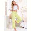 INSPIRE CHIC Women's Wide Leg High Waist Ribbed Knit Casual Bottoms Drawstring Palazzo Pants - 3 of 4
