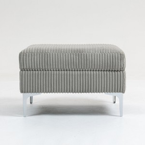 Aortzio 29.33"W Luxury Square Corduroy Storage Ottoman - 1 of 4