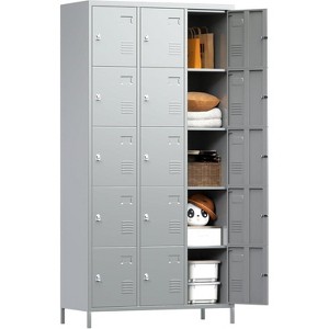 Aobabo 15 Doors Metal Storage Locker for Employees, School, Office, Gym, Bedroom - Industrial Steel, Black, Assembly Required - 1 of 4