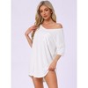 INSPIRE CHIC Women's Soft V Neck Curved Hem Comfy Oversized Nightshirt with Chest Pocket - 2 of 4