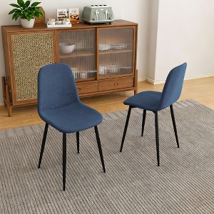 CAVINAS Knit Fabric Mid Century Dining Chairs Set of 4,Upholstered Kitchen Chairs with Iron Legs,Dining Room Chairs for Dining Table,Kitchen - 1 of 4