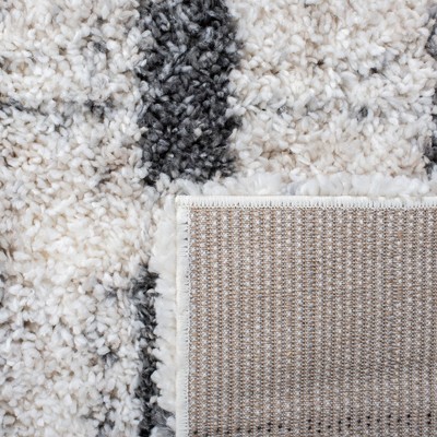 Ivory Square Plush Shag 5'3" Synthetic Area Rug