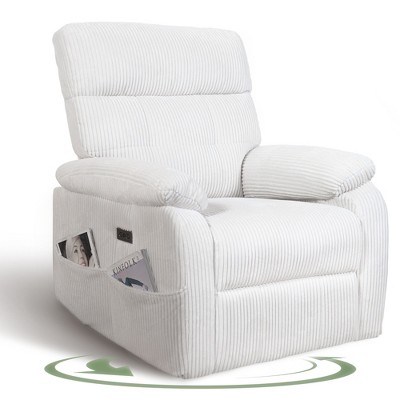 Swivel Rocker Power Recliner Chair with USB & Type-C Ports and Overstuffed Cushion