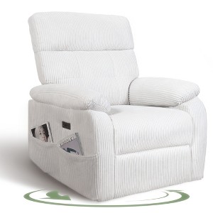 Swivel Rocker Power Recliner Chair with USB & Type-C Ports and Overstuffed Cushion - 1 of 4