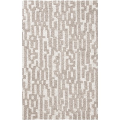 Gray Geometric Hand-Tufted Wool Area Rug, 5' x 8'