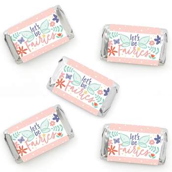 Big Dot of Happiness Let's Be Fairies - Mini Candy Bar Wrapper Stickers - Fairy Garden Birthday Party Small Favors - 40 Count