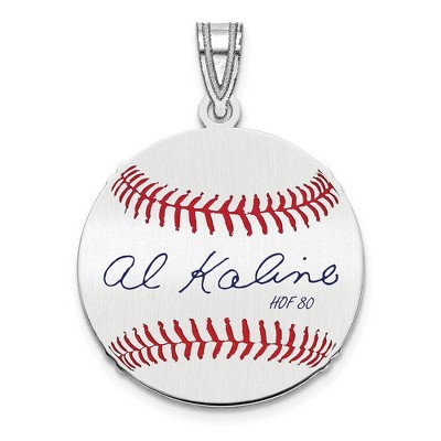 Black Bow Jewelry Sterling Silver Al Kaline Signature SM Enamel Baseball Pendant