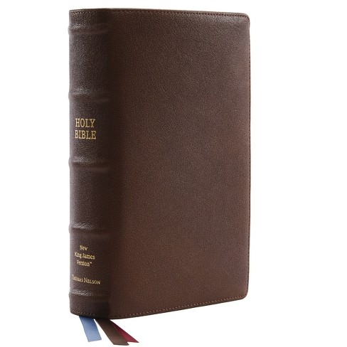 Nkjv, Single-Column Reference Bible, Premium Goatskin Leather, Brown, Premier Collection, Comfort Print - by  Thomas Nelson (Leather Bound) - image 1 of 1