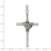Black Bow Jewelry Sterling Silver Large Antiqued Solid Tube Rope Cross Pendant, 32x63mm - 4 of 4