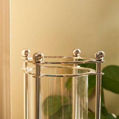 Lauren Silver Glass Hurricane Candle Holder Vase