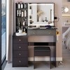 Okak 37IN Large Vanity Table with Cushioned Stool and Hair Dryer Stand, Makeup Vanity with Power Station and 3-Color Switch, Vanity Desk - 2 of 4