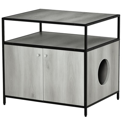 SKYONE Hidden Cat Litter Box Enclosure with Side Entrance, Odor-Trapping Indoor Furniture,