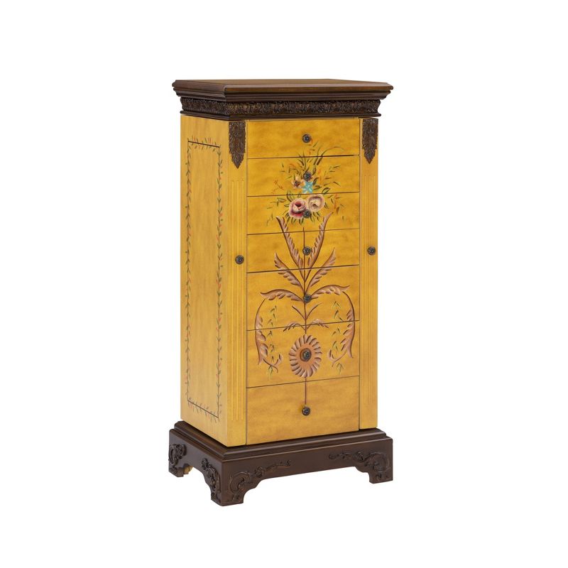 Beatrice Traditional 7 Drawer Antique Parchment Wood Hand Painted Jewelry Armoire - Powell, 1 of 16