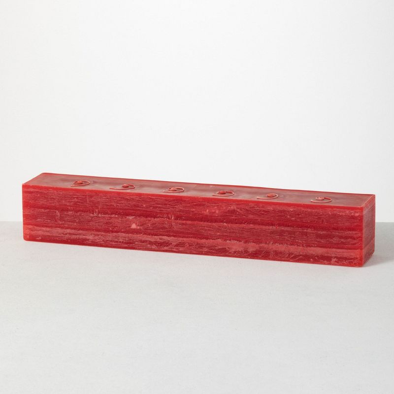 Vance Kitira 22.75" Layered Brick Candle, Red ,Scentless, Clean-Burning, Environmental Friendly, 1 of 4