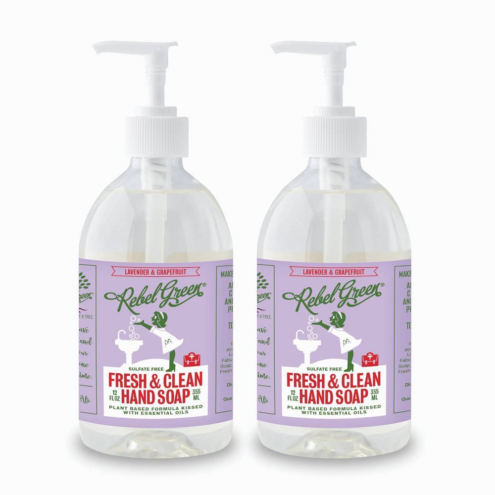 Photos - Soap / Hand Sanitiser Rebel Green Lavender Grapefruit Hand Soap - 24 fl oz/2pk