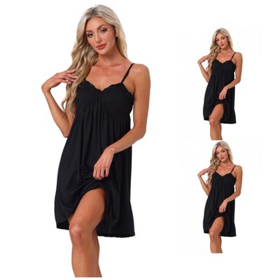 INSPIRE CHIC Women's Lingerie Ruffle Sleeveless Soft Nightgown V Neck Chemise Sleepdress