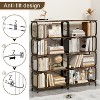 Black 5-Tier Industrial Bookshelf, Rustic Brown Tall Bookcase with Open Wood & Metal Design - Vintage Storage Organizer for Books - 2 of 4