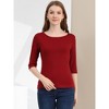 INSPIRE CHIC Women's Classic Solid Elbow Sleeves Round Neck Slim Fit T-Shirts - 3 of 4