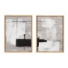 Kate and Laurel Sylvie Line 1 Left and Right Neutral Linen Framed Canvas Art Set by Nikita Jariwala - 2 of 4