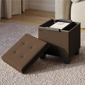 StorageBud Storage Ottoman for Bedroom End of Bed, Velvet Storage Bench, Large Storage Ottoman Bench, Entryway Bench with Storage - 1 of 4