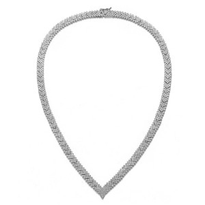 Guili Sterling Silver Rhodium Plated Round Cubic Zirconia Cluster Arrowhead Necklace, a bold, elegant, and eye-catching jewelry piece. - 1 of 3