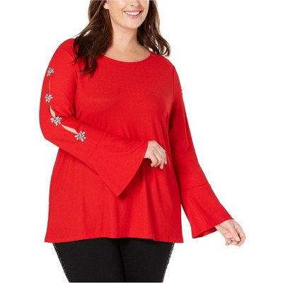 I-N-C Womens Embellished Sleeve Pullover Blouse