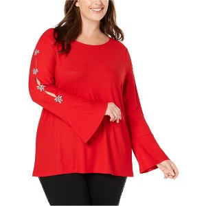 I-N-C Womens Embellished Sleeve Pullover Blouse - 1 of 1