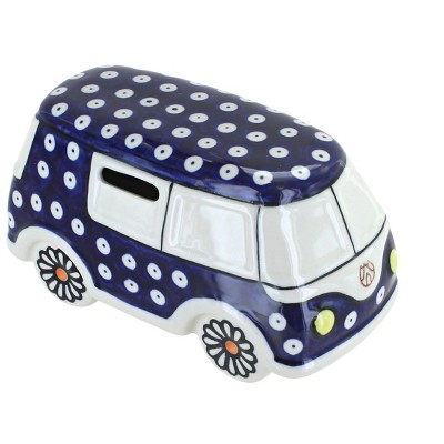 Blue Rose Polish Pottery Dots  60s Van Bank