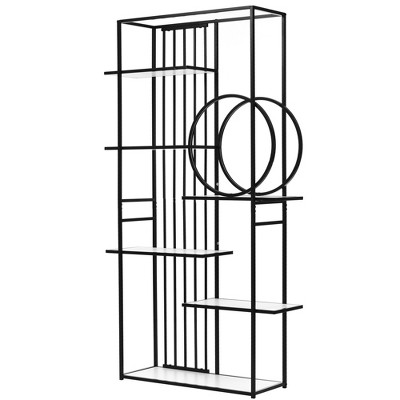 6 Tiers Home Office Bookshelf, Metal Frame Open Bookcase Storage Rack, Modern Books Holder Organizer, Large Bookshelf Furniture