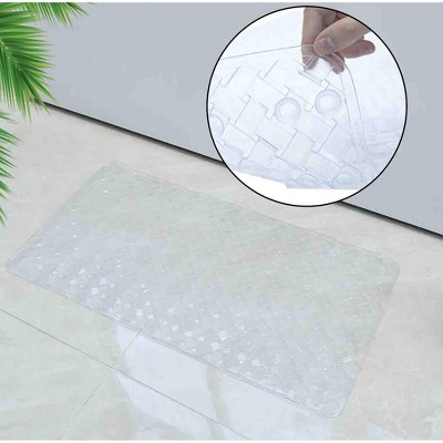 Home Mart Goods Large Clear Transparent Geometric Vinyl Non-Slip Bathtub Shower Mat With Suction Cups - 30"x15"