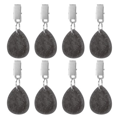 Unique Bargains Water Drop Shape Marble Tablecloth Weights with Metal Clip 8 Pcs