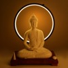 YIYIBYUS Indoor Ceramic Buddha Statue for Home Decor With and LED Circle Lamp - 2 of 4