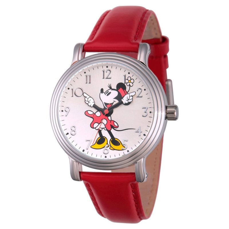 Women's Disney Minnie Mouse Silver Vintage Alloy Watch - Red, 1 of 3