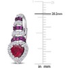 EVERLY JEWELRY | Sterling Silver with Black Rhodium Plating 1 7/8 CT TGW Created Ruby and Created White Sapphire Heart Leverback Drop Earrings - 3 of 4