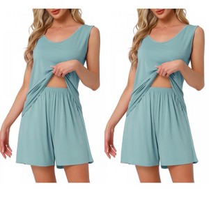 INSPIRE CHIC Women's 2 Pcs Cotton Soft Sleeveless Cami & Shorts Pajama Set - 1 of 4
