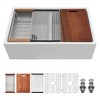 White Farmhouse Sink Workstation - 33 inch White Ceramic Double Bowl Farm Kitchen Sink - 4 of 4