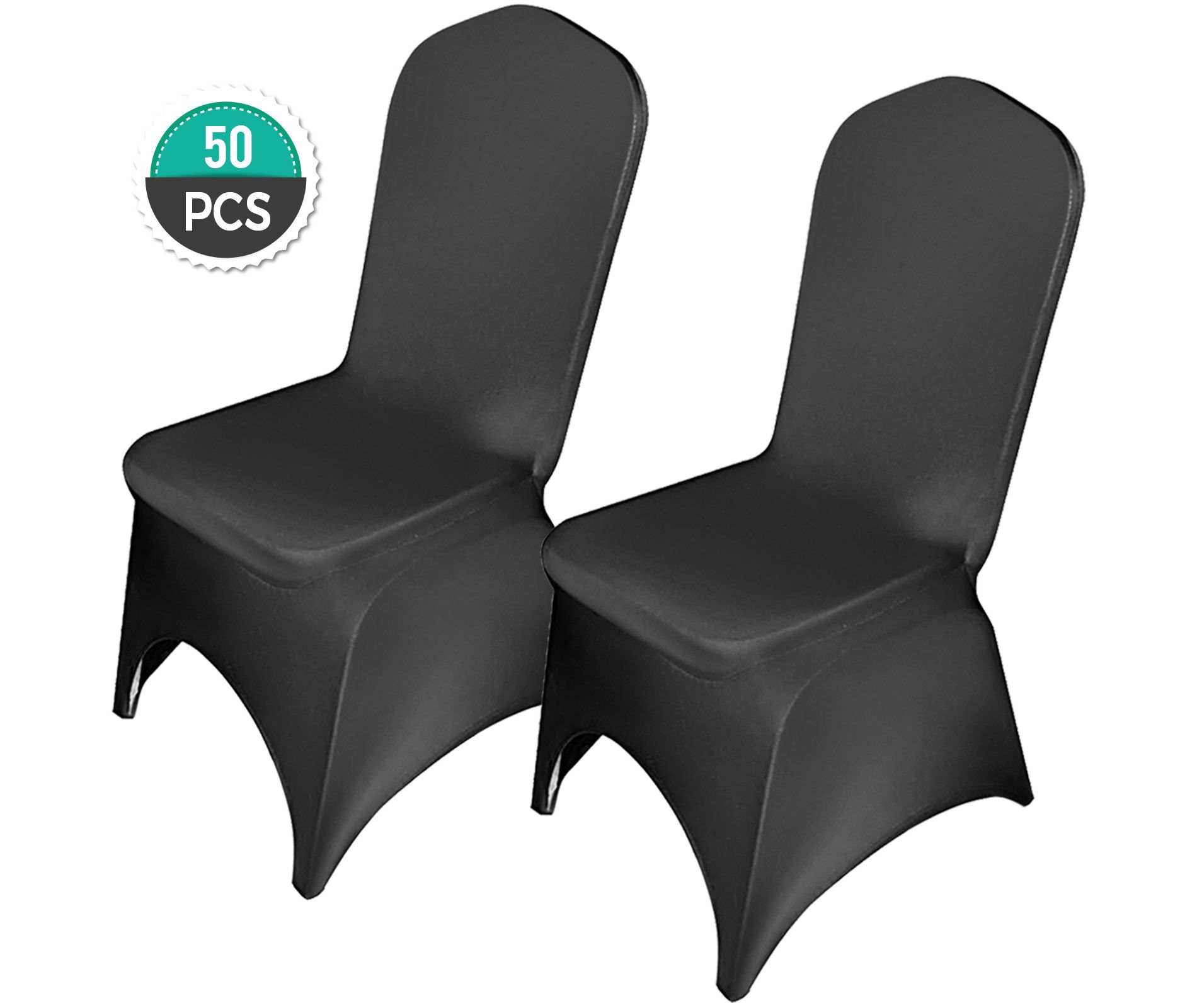 VEVOR Stretch Spandex Folding Chair Covers, Universal Fitted Arched Front Cover, Removable Washable Protective Slipcovers, (50PCS Black)