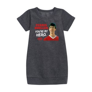 - Ferris Bueller's Day Off - Ferris My Hero Graphic Short Sleeve Fleece Dress - 1 of 3