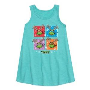 Girls' - Teenage Mutant Ninja Turtles - Reindeer Turtles Graphic Sleeveless Aline Dress - 1 of 3