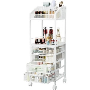 Makeup Organizer Storage Cart - Floor Skincare Make Up Storage with 4 Drawers, Rolling Makeup - 1 of 4